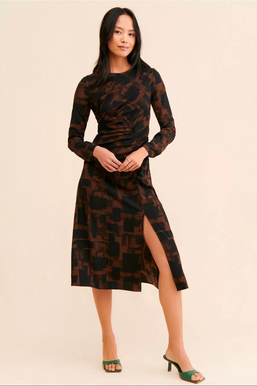 Anthropologie Moon River Printed Back Cut Out Midi Dress /. Size L. Ret. $108